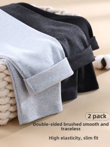 Thickened Double-sided Fleece Womens Leggings Autumn Pants Outerwear Slimming Base Layer Thermal Underwear Set Casual Long Pants