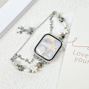 Colorful Stone Double Chain Adjustable Watch Band for Apple Watch SE/8/7/6/5 Star String Bracelet Compatible Smartwatch Band