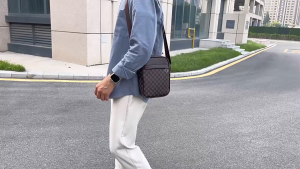 MENSPE Men Bags Mens Shoulder Bag Cross Body Bag Fashion Waterproof Shoulder Bags Large Capacity PU Checkerboard Business Bag Casual Sport Street Bag for Travel Outdoor