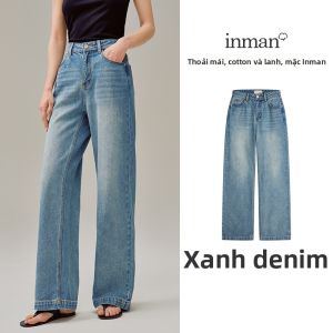INMAN | Quần Jeans Phong Cách Retro Dáng Xòe Cao