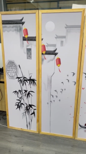 Bình phong vách ngăn bộ 4 tấm ngăn phòng khách phòng ngủ Spa sang trọng tiện nghi - IG430