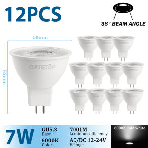 12pcs LED Bulb MR16 Spotlight GU5.3 AC DC 12V 24V 120degree 38degree 7W 700lm 3000K 4000K Bombillas Replace 50W Halogen Lamp