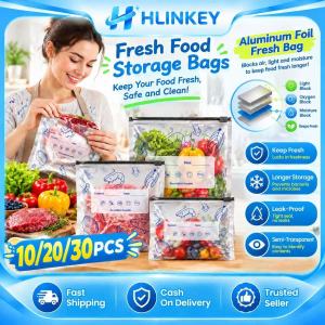 HLINKEY【New upgraded】 30Pcs Food Storage Bags Set Large Medium Small Aluminum Foil Sealed Bag Odor Proof Refrigerator Organizer Keep Fresh Longer Kitchen Essential