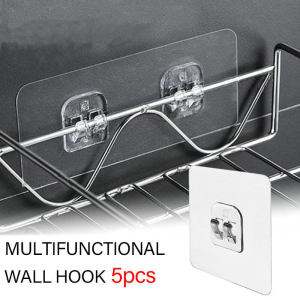 5pcs Double Sided Shelves Hooks Wall Storage Rack Strong Self Adhesive Snap Buttons For Kitchen Bathroom Gadgets
