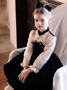 Princess Style Childrens Traditional Chinese Costume Piano Performance Dress Birthday Hostess Ancient Chinese Guzheng Gown