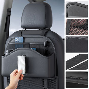 SEAMETAL PU Leather Car Seat Back Organizer Multifunctional Backrest Suspension Storage Bag With Tissue Box