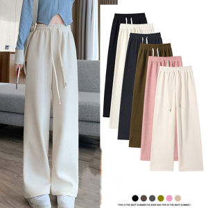 Autumn Corduroy Women Wide Leg Pants Casual Women Basic Style Elastic Waist Stright Long Pants Female Loose Thick Pants Trousers