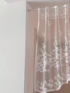 White Sheer Lace Jacquard Flowers Short Valance Curtains for Kitchen Doorway Rod Pocket Top Small Window Drapery Home Decor