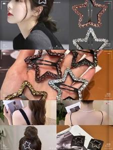 Tiny Dazzling Rhinestone Hollow Star Side Hair Clip
