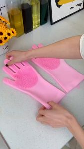 Găng Tay SILICON Rửa Chén Bát Tạo Bọt Thần Thánh