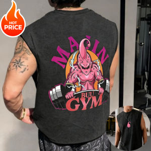 Bandai | Majin Buu Son Goku Anime Dragon Ball Gym Harajuku Spring Summer Men Tank Top Fitness Oversized Casual Sports Sleeveless Tee Y2k
