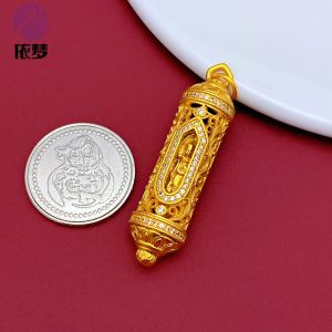 จี้พระพุทธเจ้าหกคำจริง เครื่องประดับ DIY สไตล์หินทอง สร้อยคอ จี้พระพุทธเจ้า ลวดลายเมฆทอง ชุดเครื่องประดับโซ่