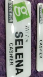GREENWICH PIZZA NAMEPLATE CUSTOMIZE LAMINATED WITH MAGNETIC HOLDER