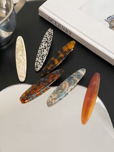 High-End Amber Acetate Hair Clips Womens Side Duckbill Hair Clips Bangs Holders One-Word Clips Stylish Hair Accessories