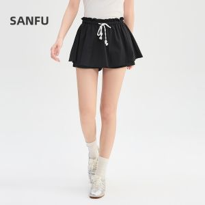 SANFU | Elastic High Waist Comfortable Layered Design Shorts