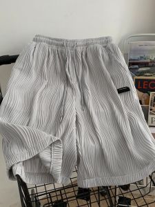 plus Size Ice Silk Short Pants Womens Casual Loose Fit Quick Dry Wave Pattern Summer Sport Five-Quarter Length Trousers