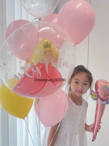 Pink Princess Balloon Beam Transparent Ball Ball Girl Baby Birthday Party Arrangement Decoration Balloon Helium Floating Empty