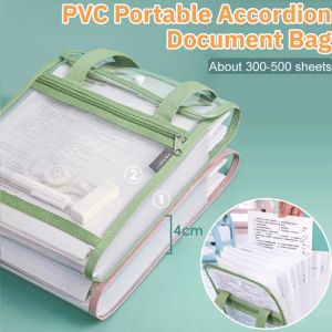 PVC Portable Accordion Document Bag Large Capacity Multi-layer Page Insert Storage Organizer Office Supply
