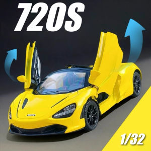 1:32 Scale 720S 765LT Toy Car Model Metal Diecast Music Light Doors Opened Pull Back Miniature Vehicles Birthday Gift Collection