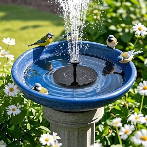 Solar-Powered Automatic Fountain with 6 Nozzle for Blue Bird Bath for Gardens Fish Tanks & Outdoor Use – for Continuous Water Flow