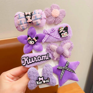 Kuromi Childrens Hair Clips Cute Side Bangs Plush Baby Hair Accessories Girls Hair Decorations Korean Style Kids Accessories