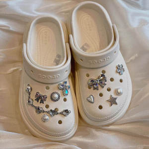 Advanced Texture Niche Style Cold Hole Shoes Accessories Khaki Pool Shoe Ornament Cross Shoe Buckle Detachable Three-Dimensional Accessories