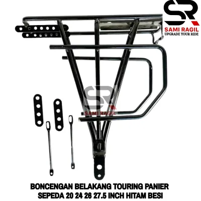 BONCENGAN BELAKANG TOURING BAGASI ANGSANG PANIER PANIR SEPEDA 20 24 26 27.5 INCH MTB FEDERAL MINION RAK RACK HITAM BESI