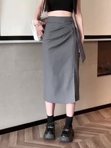 Elegant A-Line Asymmetric Slit Midi Skirt