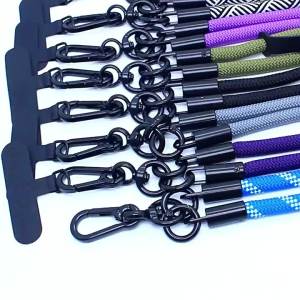 Carristo Premium 8mm Thick Nylon Strap Universal Adjustable Phone Lanyard Soft Rope Mobile Finger Neck Metal Clip Hanging Cord Wrist Braided