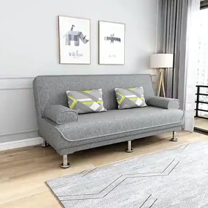 Multifunctional folding sofa bed dual-purpose fabric sofa simple single living room rental folding bed lazy small apartment 150CM sofa sending pillow removable and washable