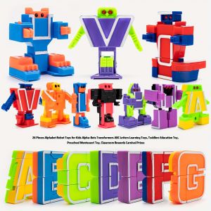 26 Pieces Alphabet Robots - Educational ABC Learning Toys Transforming Letters for Kids Ages 3-5 Perfect for Carnival Prizes Classroom Rewards and Toddler Birthday Gifts