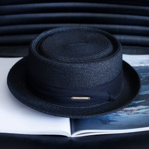 Elegant French Vintage Straw Hat Womens Summer Sunshade Cap Flat Top Hat Spring Autumn Street Shopping Youth And Middle-aged Suitable