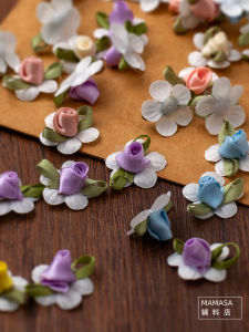 3D ถักลาเวนเดอร์ Rose Flower Accents สําหรับ DIY Handmade ตกแต่งดอกไม้ขนาดเล็กตัดวัสดุโดย MAMASA