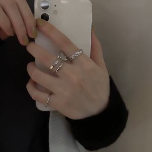 Pharaoh🍓4PCS Cincin Desain Ceruk Wanita Cincin Terbuka Cincin Jari Telunjuk Modis dan Dapat Disesuaikan/Ring Set
