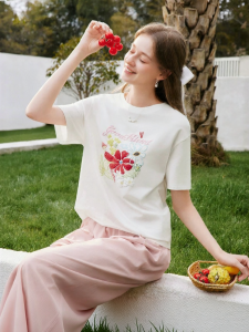 XIANGYING | Dopamine Print Summer New Tshirt Woman Round Neck Loose Air Short Sleeve