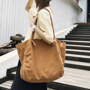 Túi Tote Canvas Dung Tích Lớn Túi Đeo Vai Đơn Phong Cách Hàn Quốc Túi Học Sinh Túi Vải Giặt Được Cho Nữ Túi Tote Phong Cách Retro