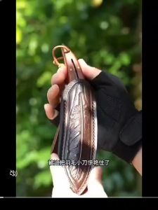 Lingyu ancient style forged feather pattern knife outdoor camping survival multi-purpose fruit knife integrated keel portable barbecue straight knife