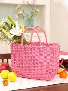 ถังเก็บของสำหรับใส่ของใช้ในครัวเรือนแบบถักจากยางพาราสำหรับการซื้อของ อบ ปิกนิก ไปชายหาด กิจกรรมครอบครัว ถังบรรจุภัณฑ์ของขวัญ