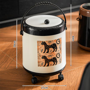 Large Capacity Trash Can Family Use Living Room Bedroom High Aesthetic Value with Cover Retro Style Home Cleaning Tool