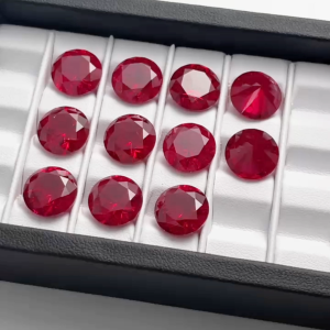 Round Shape Lab Grown Ruby Diamond Cut Stone Red Color Synthetic Corundum Loose Stone With Visible Inclusions Jewelry Charms Accessories for DIY