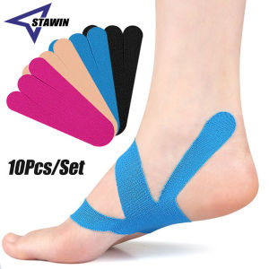 10Pcs/Set Precut Kinesiology Tape for Plantar Fasciitis – Elastic Support & Stability – Waterproof Hypoallergenic Athletic Tape