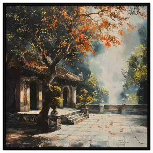 Tranh phong cảnh vẽ chùa phật giáo. Tranh treo tường dán tường sơn dầu canvas trang trí. CGI-2016