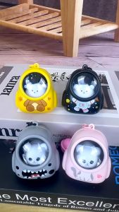 Cute Bear Astronaut Luminous Keychain Couples Creative Night Light Backpack Pendant