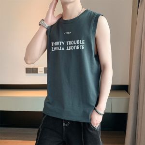 ROMON | Lormen Mens Ice Silk Vest Summer Thin Print Sleeveless T-shirt Casual Sports Underwear Polyester Fiber Standard Fit Online Sale