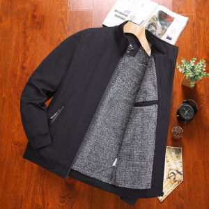 เสื้อแจ็คเก็ตผ้าฝ้ายหนาสำหรับผู้ชาย ทรงหลวม ปกตั้ง ซิป ขนแกะ อบอุ่น ฤดูใบไม้ร่วง/ฤดูหนาว เสื้อคลุมกันหนาวสำหรับผู้สูงอายุ