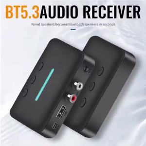 kebidumei | USB Bluetooth 5.3 Audio Receiver Adapter Wireless Stereo Music 3.5mm AUX R/L RCA Support U-Disk Playback For Desktop Speaker Amp