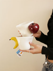 Hand-Painted Ceramic Apple Banana Cup Couple Matching Mugs Original Design Birthday Gift Creative Small-Batch Chinese Style