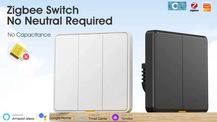 SMATRUL SMATRUL Smart Light Switch Tuya Zigbee No Neutral Wire No Capacitor Needed Smart Life Support Alexa Google Home Tmall Genie