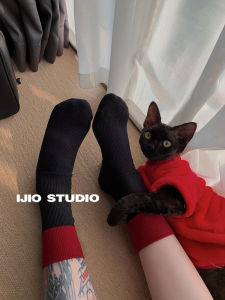 High Quality Retro Color Block Design No Show mid Calf Socks for Women Versatile All Season Comfortable IJIO Street Style