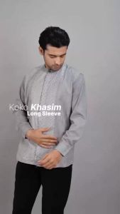 Swipe Up Kemeja Koko Pria Modern Lengan Panjang Khasim